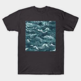 Blue Gray Wave Pattern T-Shirt